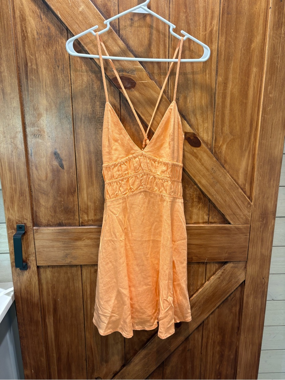 MINKPINK Orange Spaghetti-Strap V-Neck  Dress